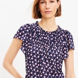 Loft - Beautiful and versatile yoked Navy Print Top PL
